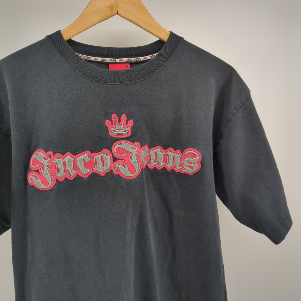 Y2K Vintage JNCO Jeans Logo‎ Spell Out T Shirt Mens Large Black *READ* Skater